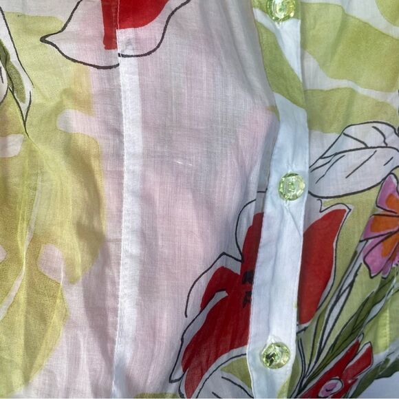Sea Suns Vintage Semi-Sheer Floral Button Down Shirt Size Small - Picture 9 of 12